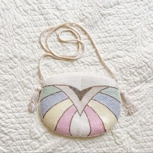Vintage Art Deco Pastel Beaded Crossbody Bag